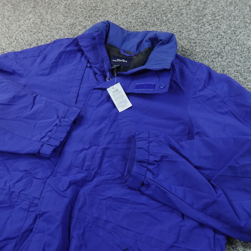 NEW Lands End Jacket Mens M Blue Fleece Lined Windbreaker Parka Coat Outdoor Top